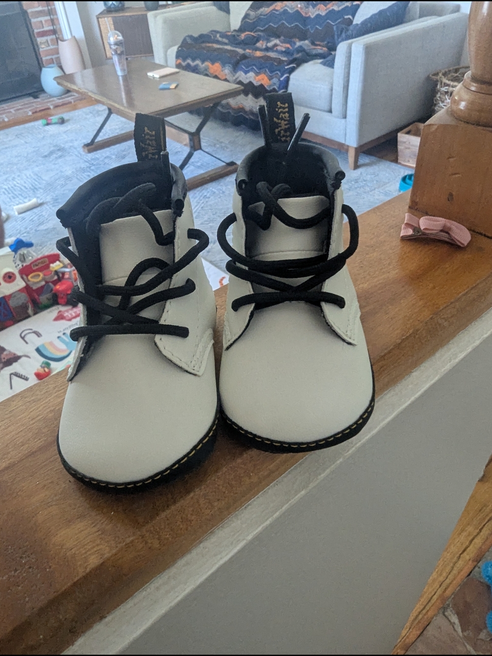 Dr.Martens Baby White Ankle Boots with Black Laces